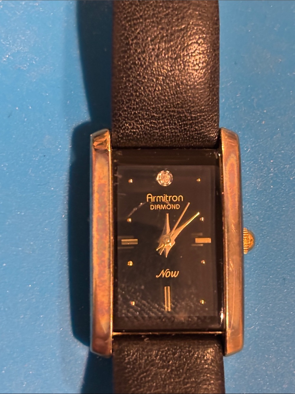 Armitron Women's Black Dial Gold-Tone Rectangular Watch